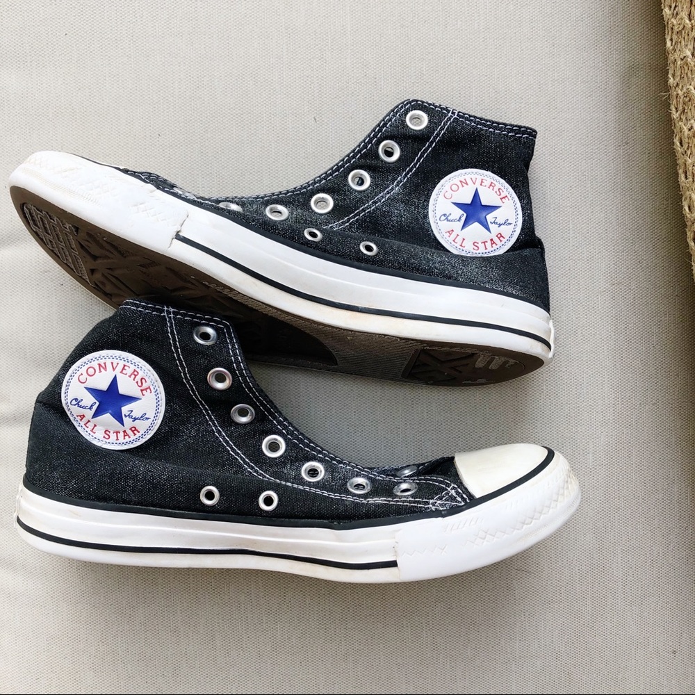 CONVERSE DISTRESSED BLACK HIGH TOP SNEAKERS
